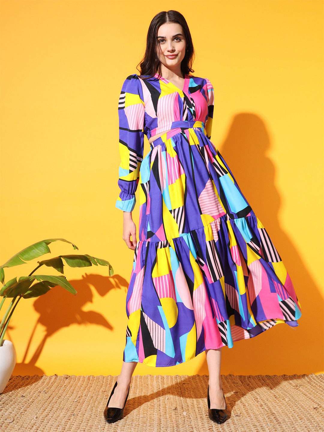 

Femvy Print Applique Fit & Flare Midi Dress, Multi