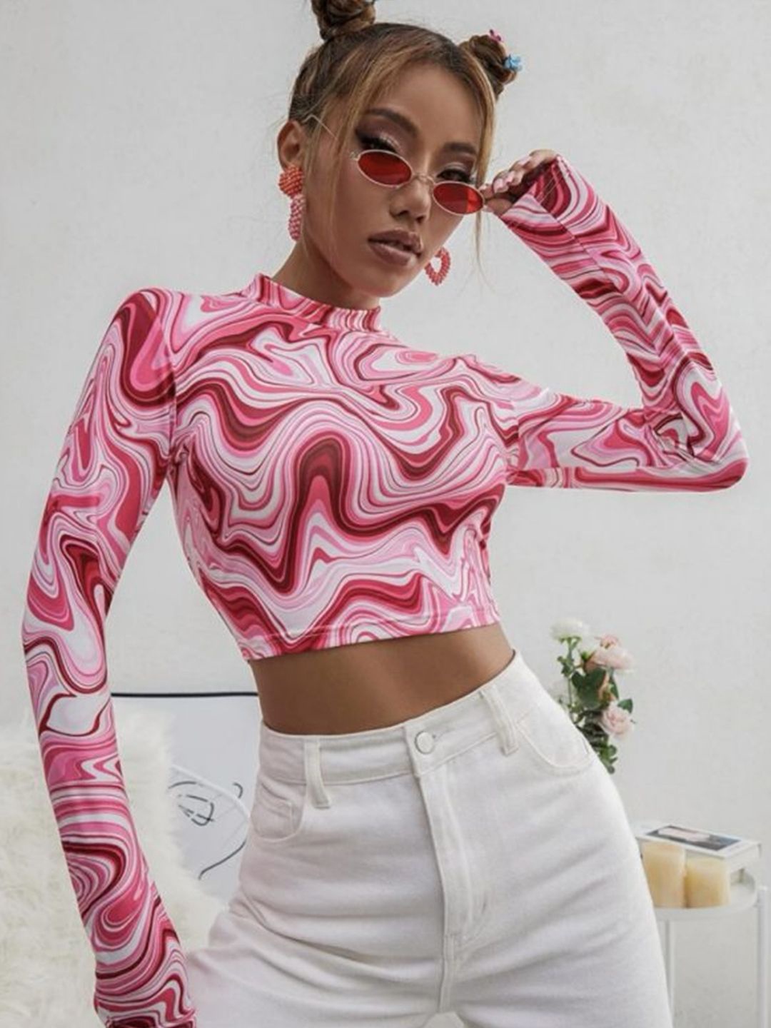 

TANDUL Print Crop Top, Multi