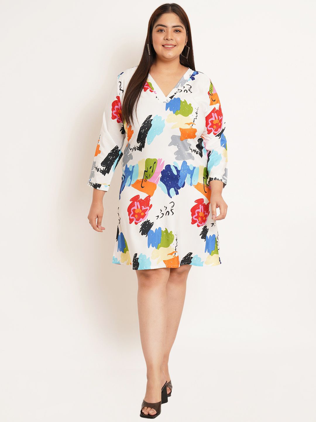 

U&F Beyond Floral Print Crepe Dress, White