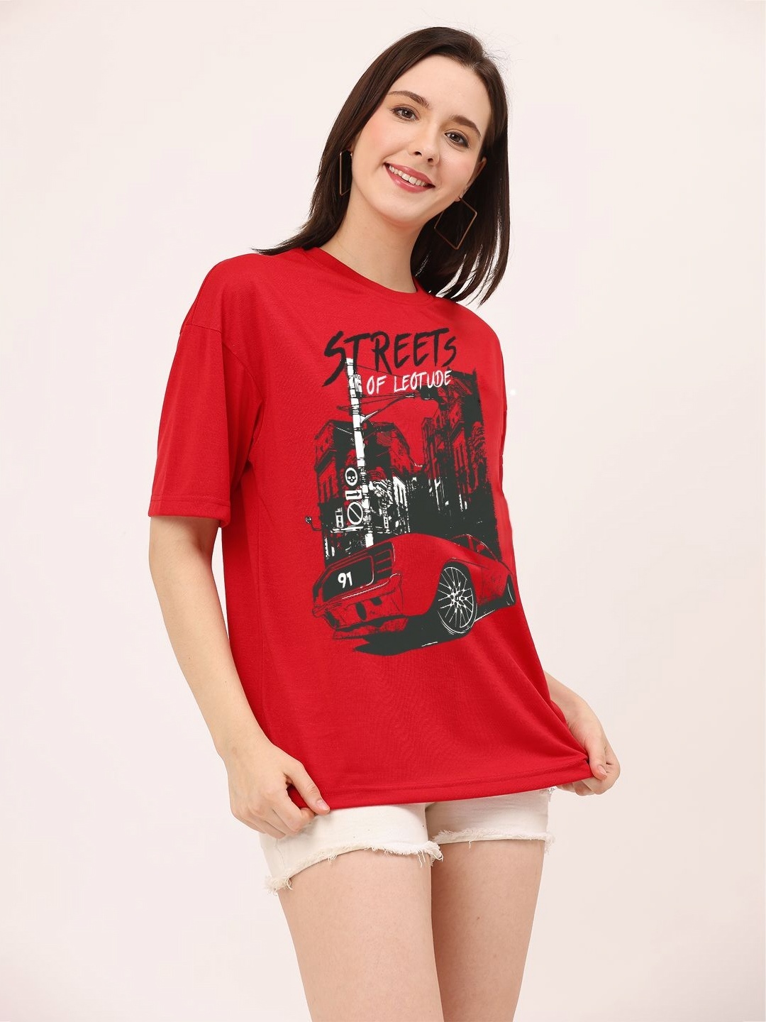 

Leotude Women Printed T-shirt, Red