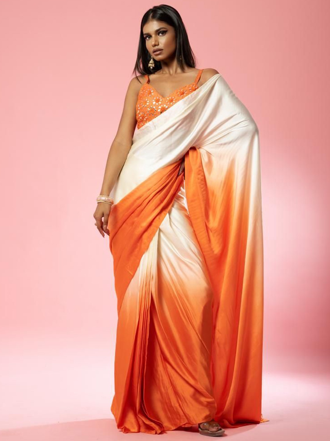 

Quench A Thirst Ombre Pure Silk Saree, Off white