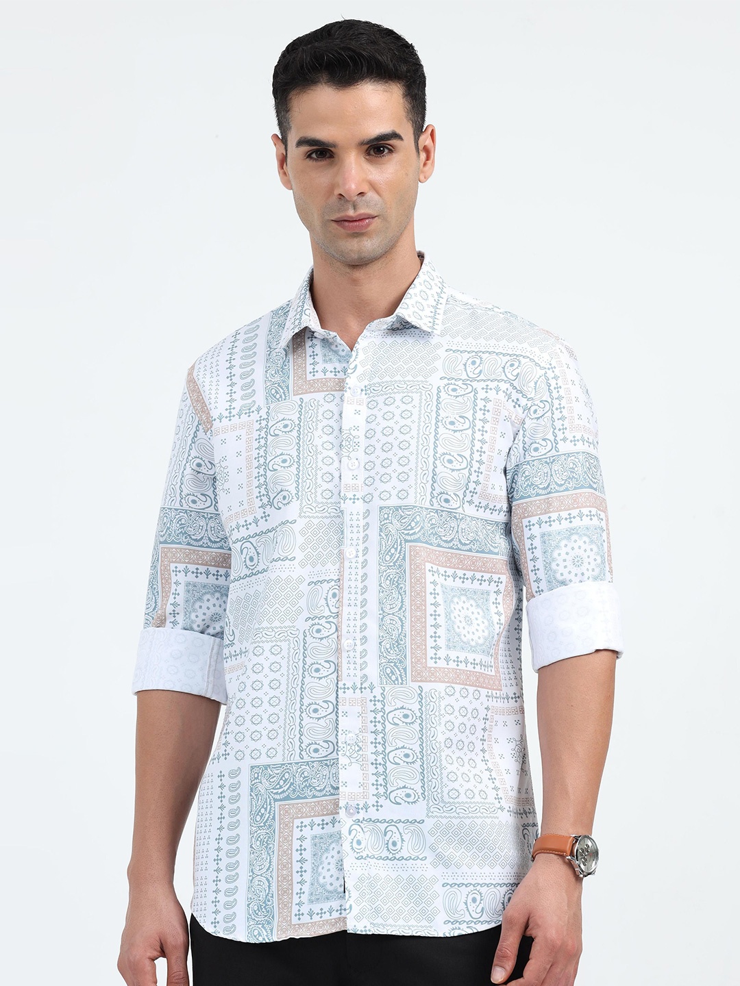 

SORATIA Men Opaque Printed Casual Shirt, White