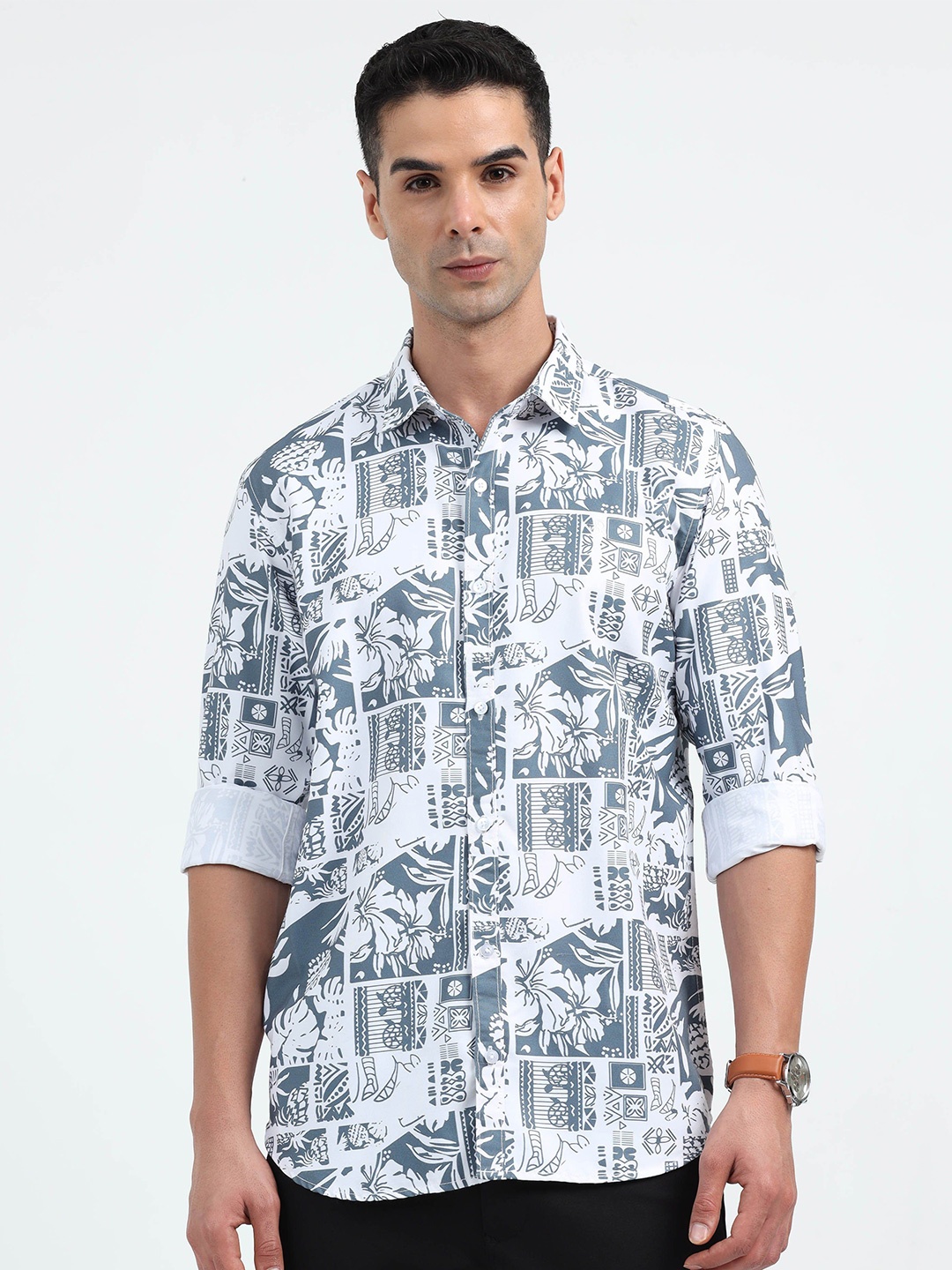 

SORATIA Men Opaque Printed Casual Shirt, White