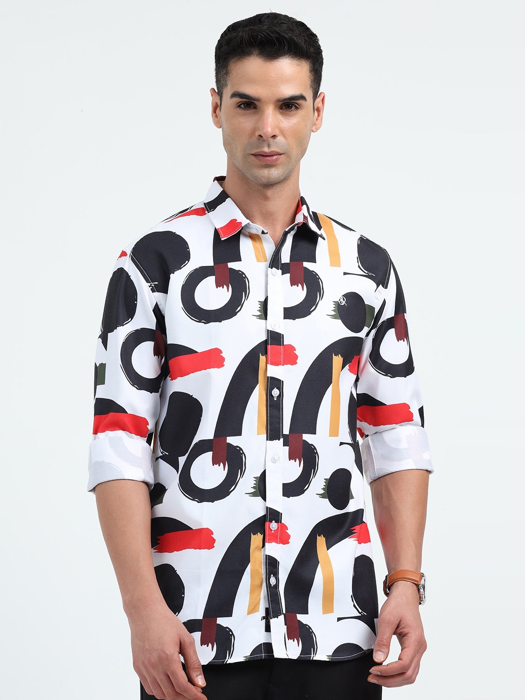 

SORATIA Men Opaque Printed Casual Shirt, White