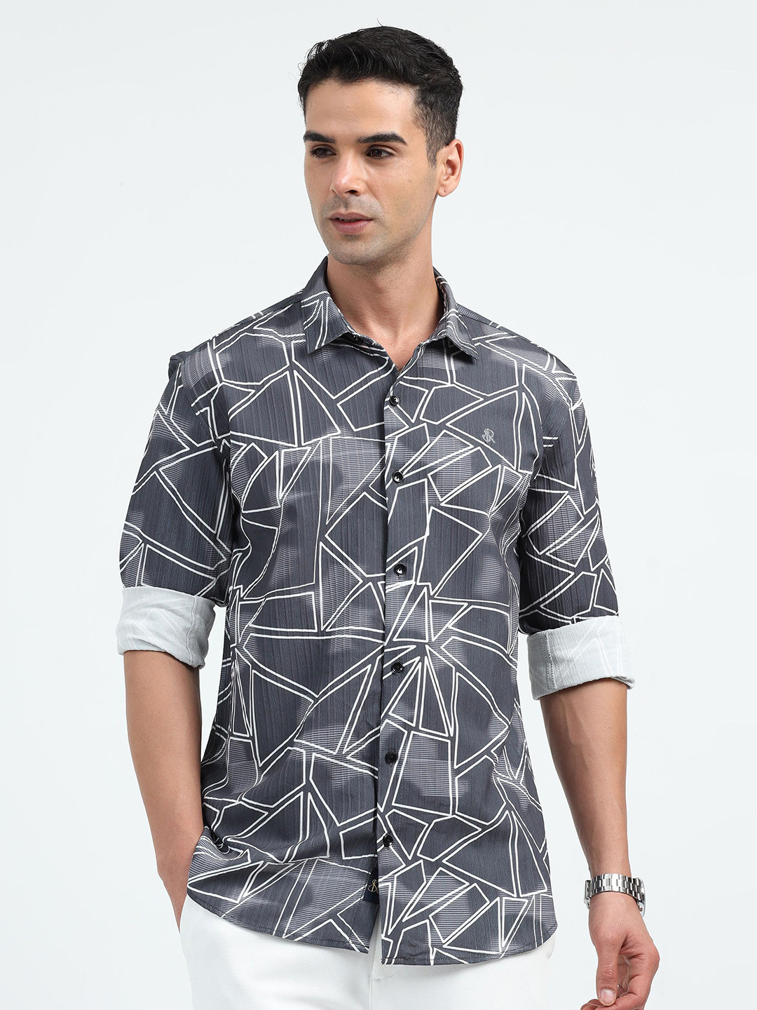 

SORATIA Men Opaque Printed Casual Shirt, Metallic