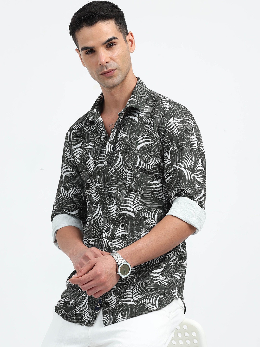 

SORATIA Men Floral Opaque Printed Casual Shirt, Green