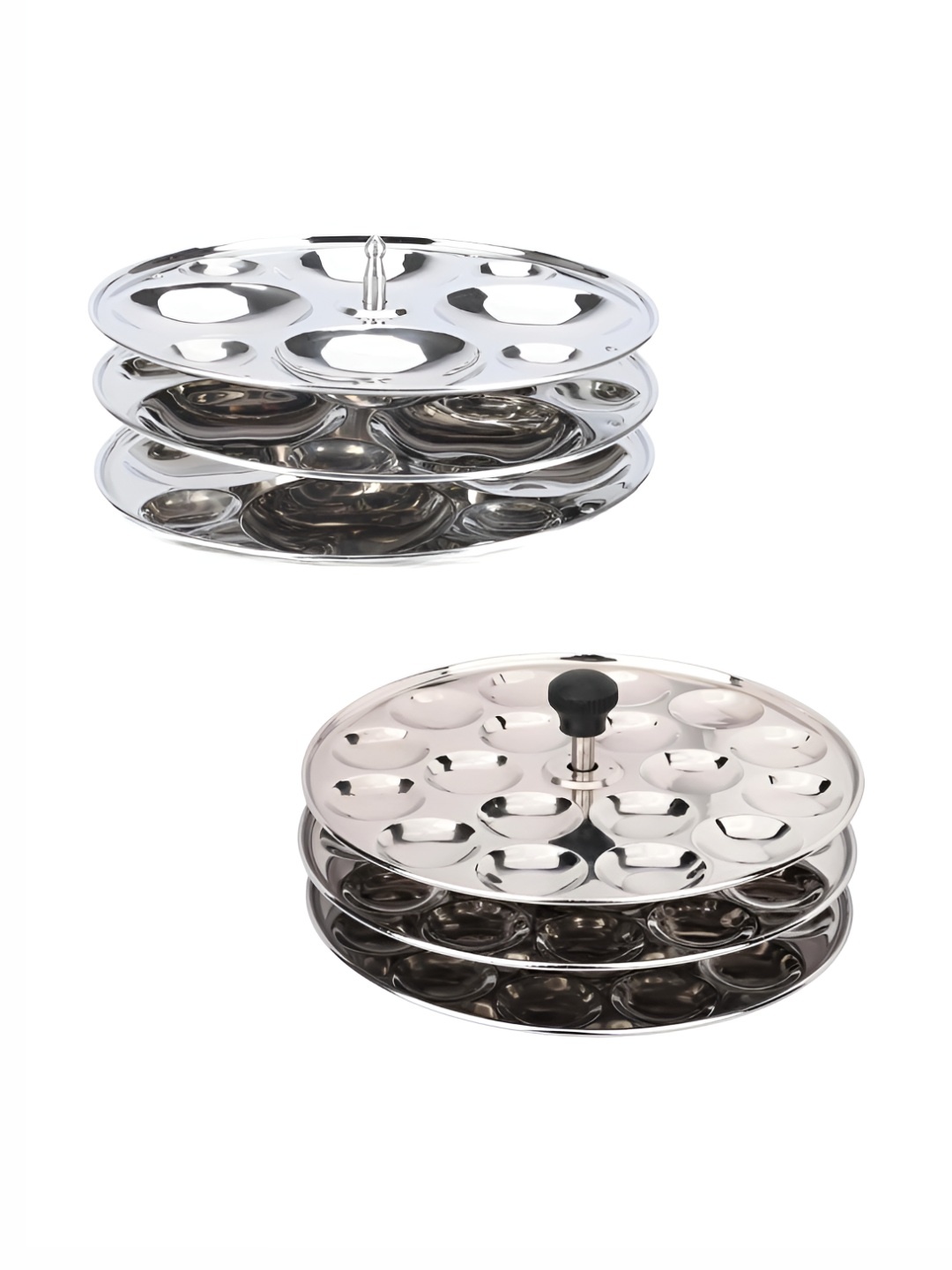 

USHA SHRIRAM 6 Pieces Stainless Steel Round With Mini Idli Plates Set