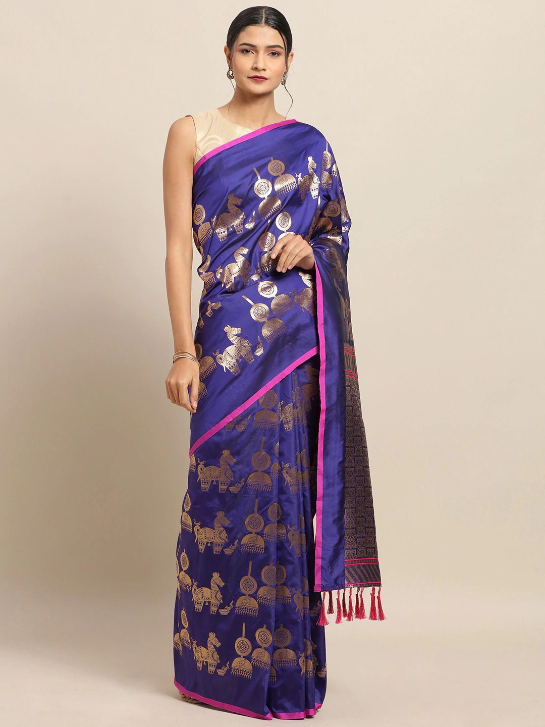 

VASTRANAND Woven Design Zari Art Silk Banarasi Saree, Blue