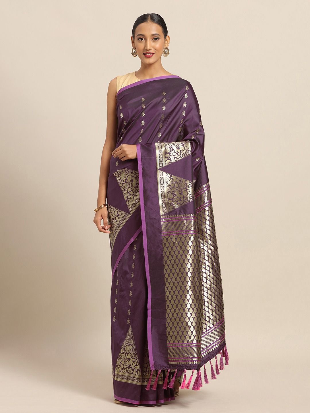 

VASTRANAND Woven Design Zari Art Silk Banarasi Saree, Purple