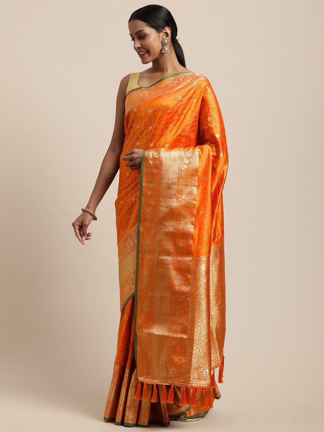 

VASTRANAND Woven Design Zari Art Silk Kanjeevaram Saree, Yellow