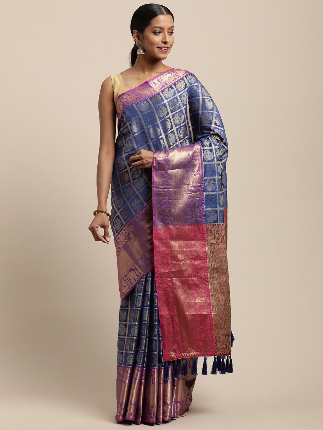 

VASTRANAND Woven Design Zari Art Silk Banarasi Saree, Blue