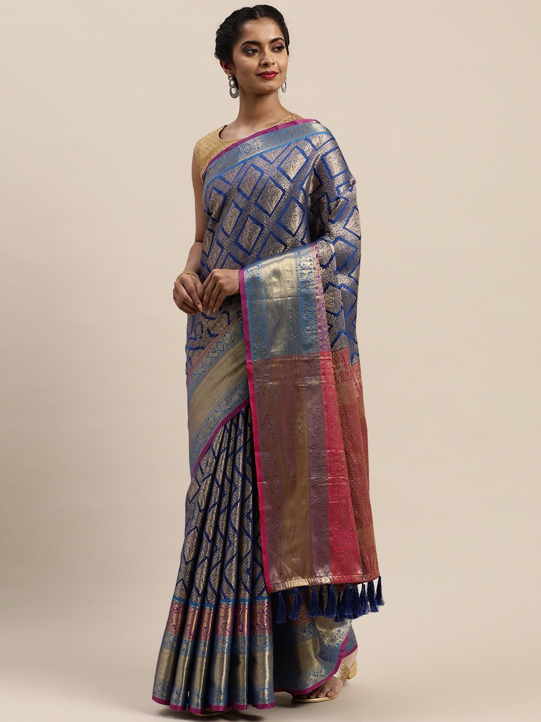 

VASTRANAND Woven Design Zari Art Silk Banarasi Saree, Blue