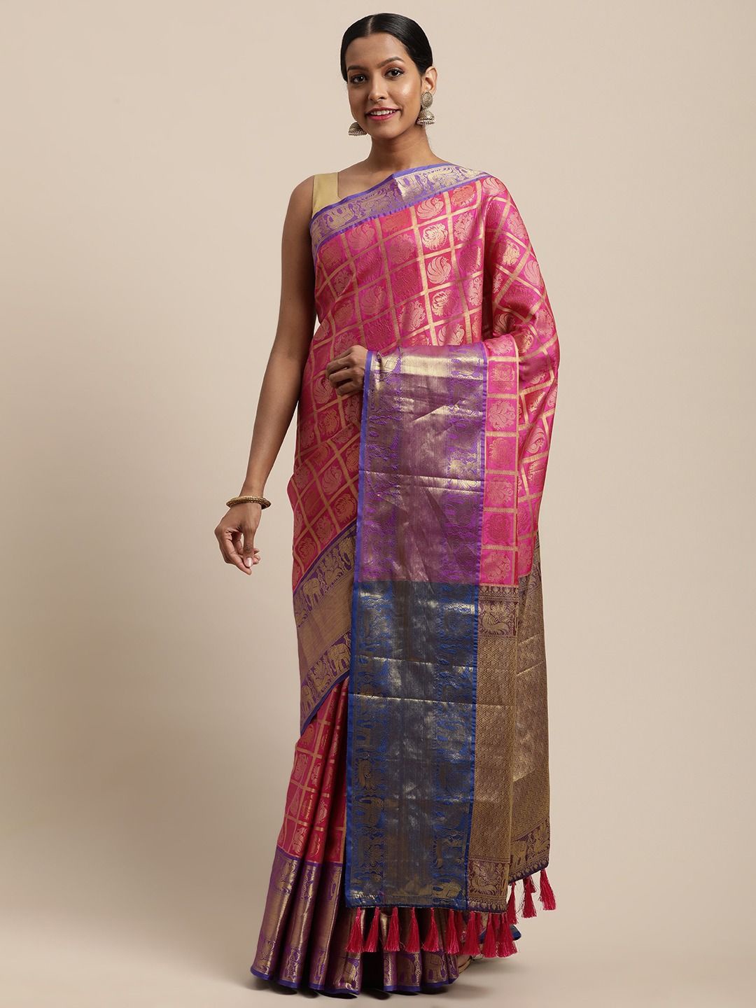 

VASTRANAND Woven Design Zari Art Silk Banarasi Saree, Pink