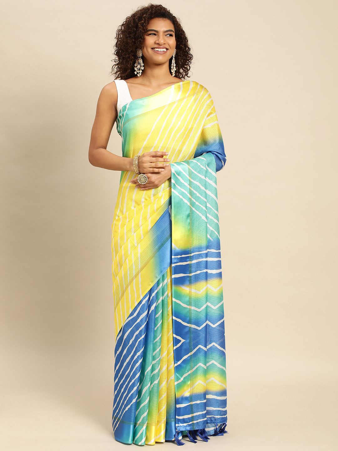 

VASTRANAND Satin Kota Saree, Yellow