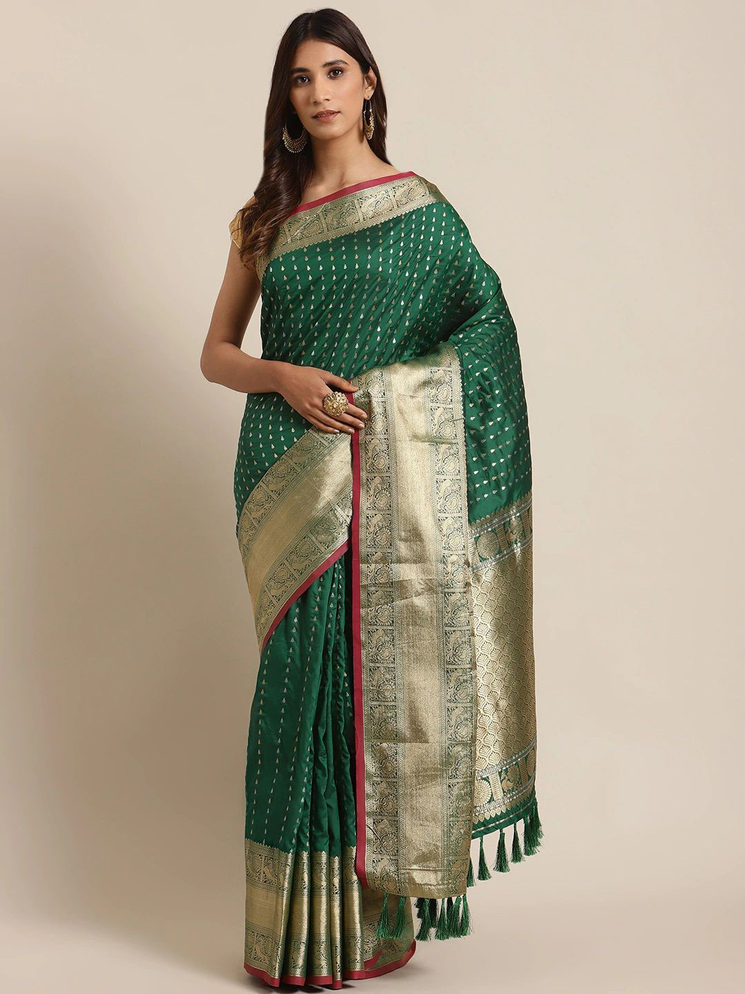 

VASTRANAND Woven Design Zari Art Silk Banarasi Saree, Green