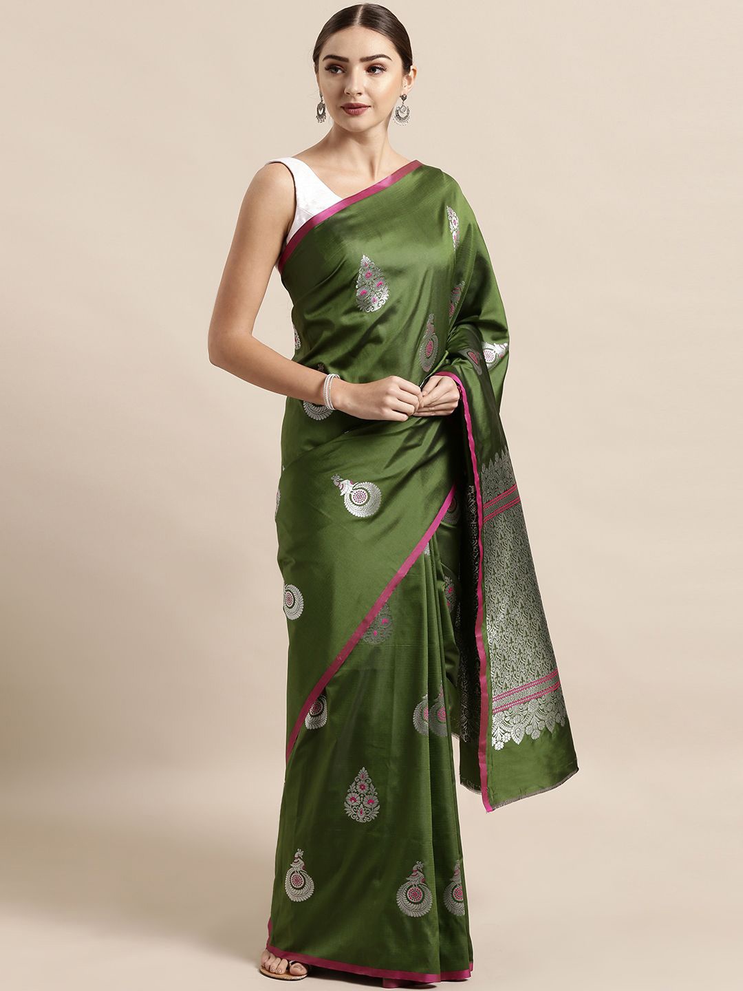 

VASTRANAND Woven Design Zari Art Silk Banarasi Saree, Green