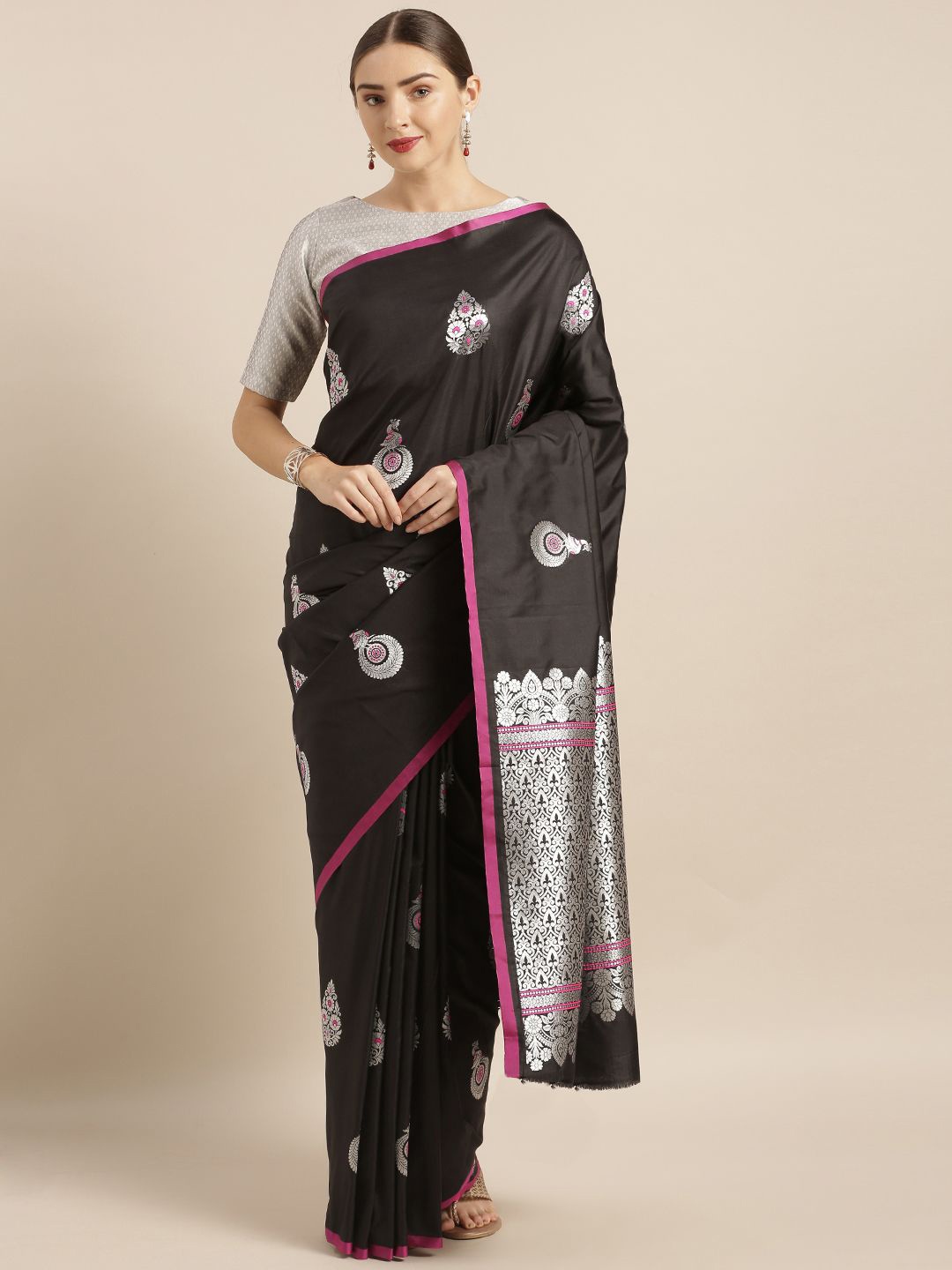 

VASTRANAND Woven Design Zari Art Silk Banarasi Saree, Black