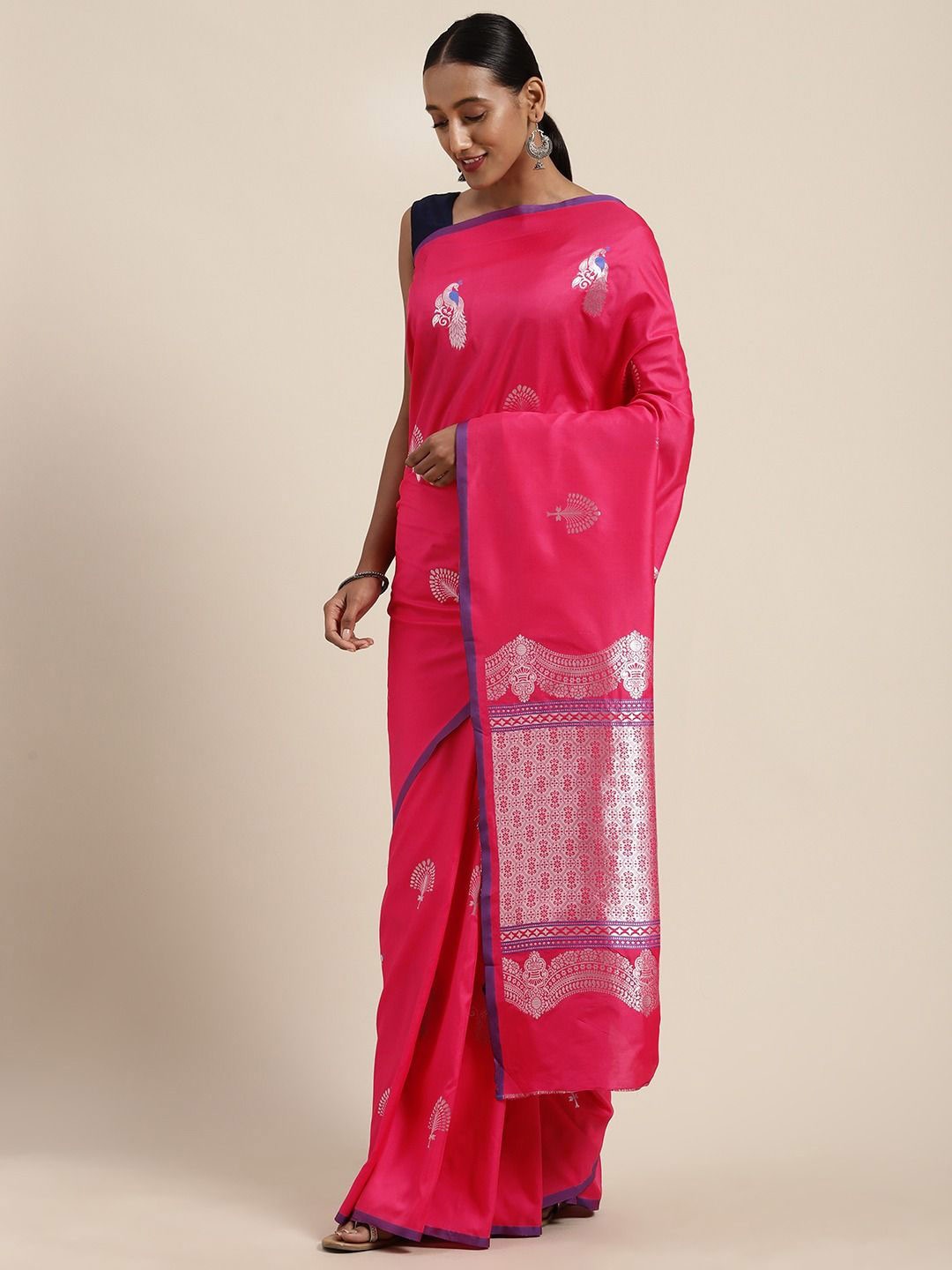 

VASTRANAND Woven Design Zari Art Silk Banarasi Saree, Coral