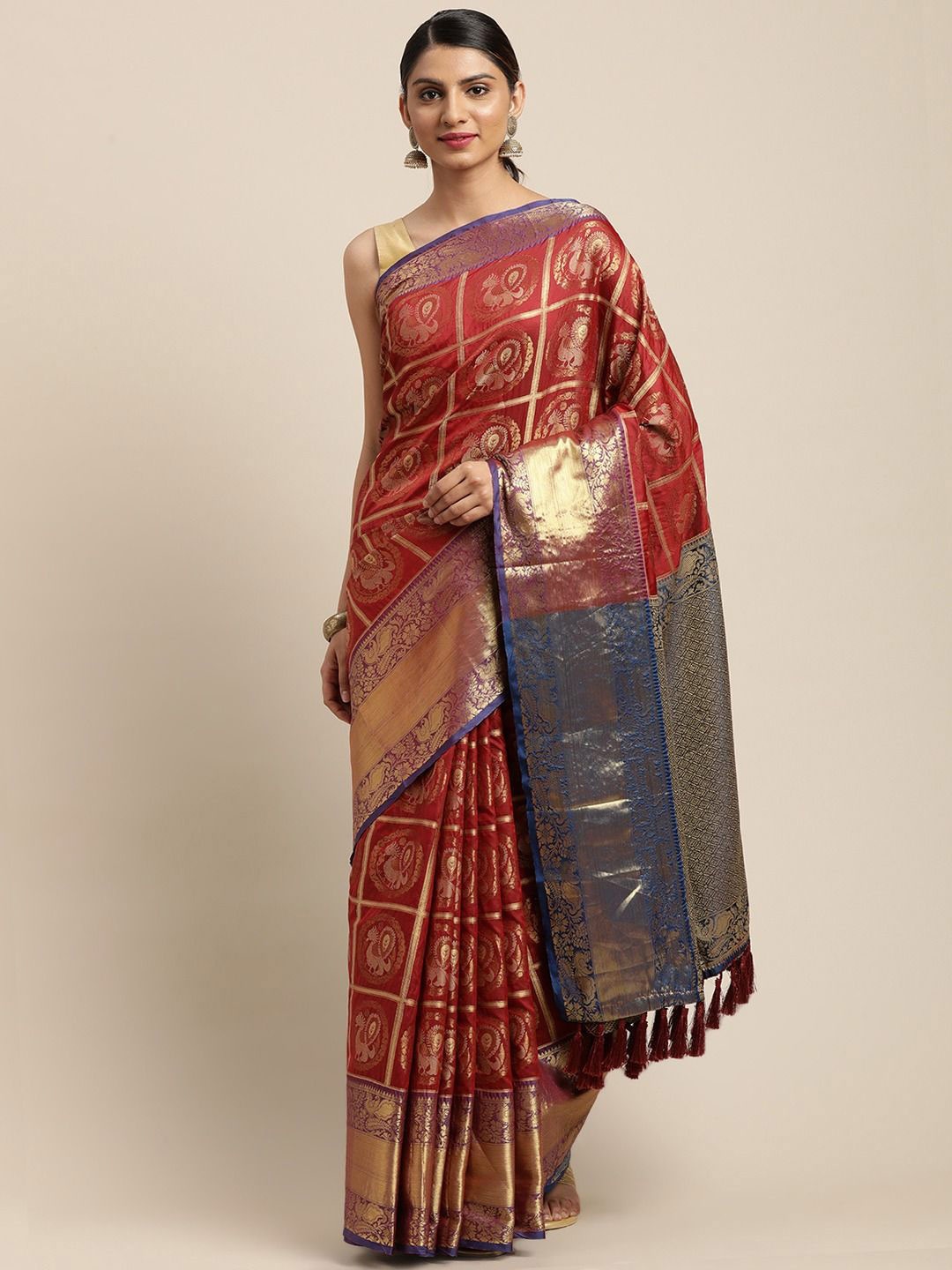

VASTRANAND Woven Design Zari Art Silk Banarasi Saree, Maroon