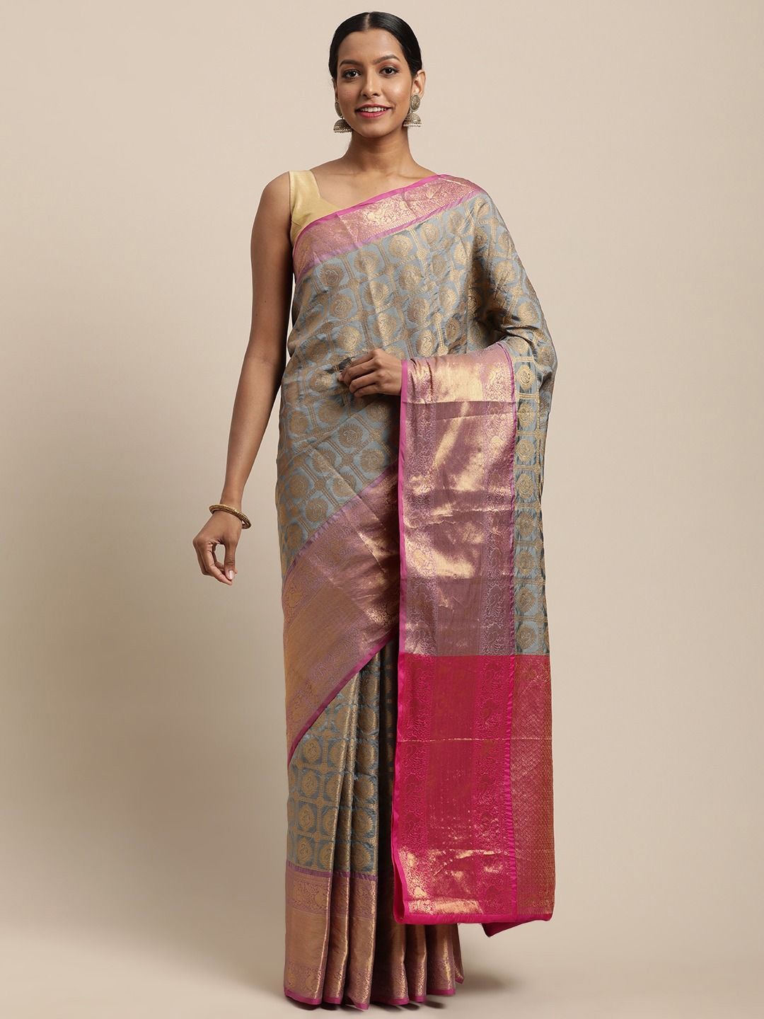 

VASTRANAND Woven Design Zari Art Silk Banarasi Saree, Grey