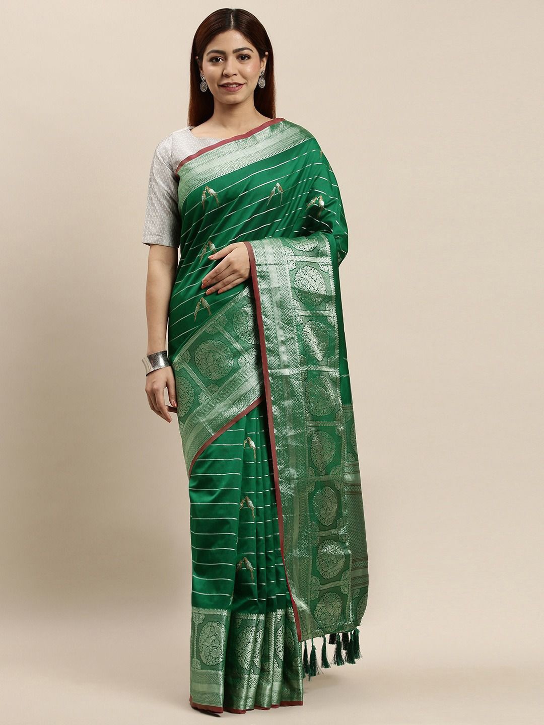 

VASTRANAND Woven Design Zari Art Silk Banarasi Saree, Green