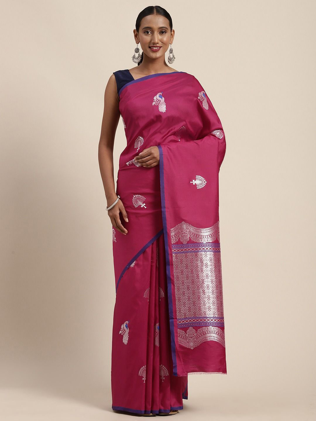 

VASTRANAND Woven Design Zari Art Silk Banarasi Saree, Pink