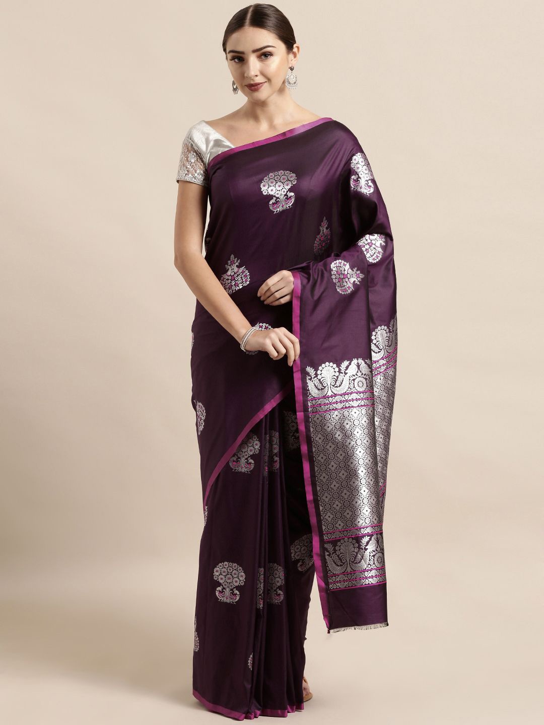 

VASTRANAND Woven Design Zari Art Silk Banarasi Saree, Burgundy