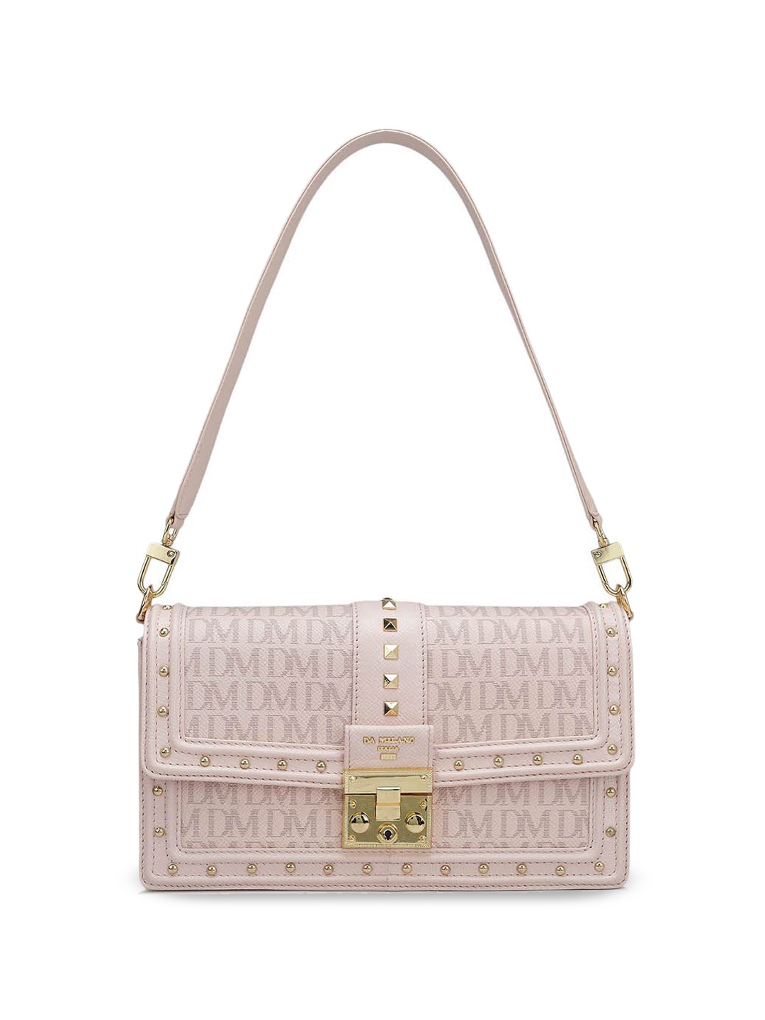 

Da Milano Textured Leather Structured Shoulder Bag with Cut Work, Pink