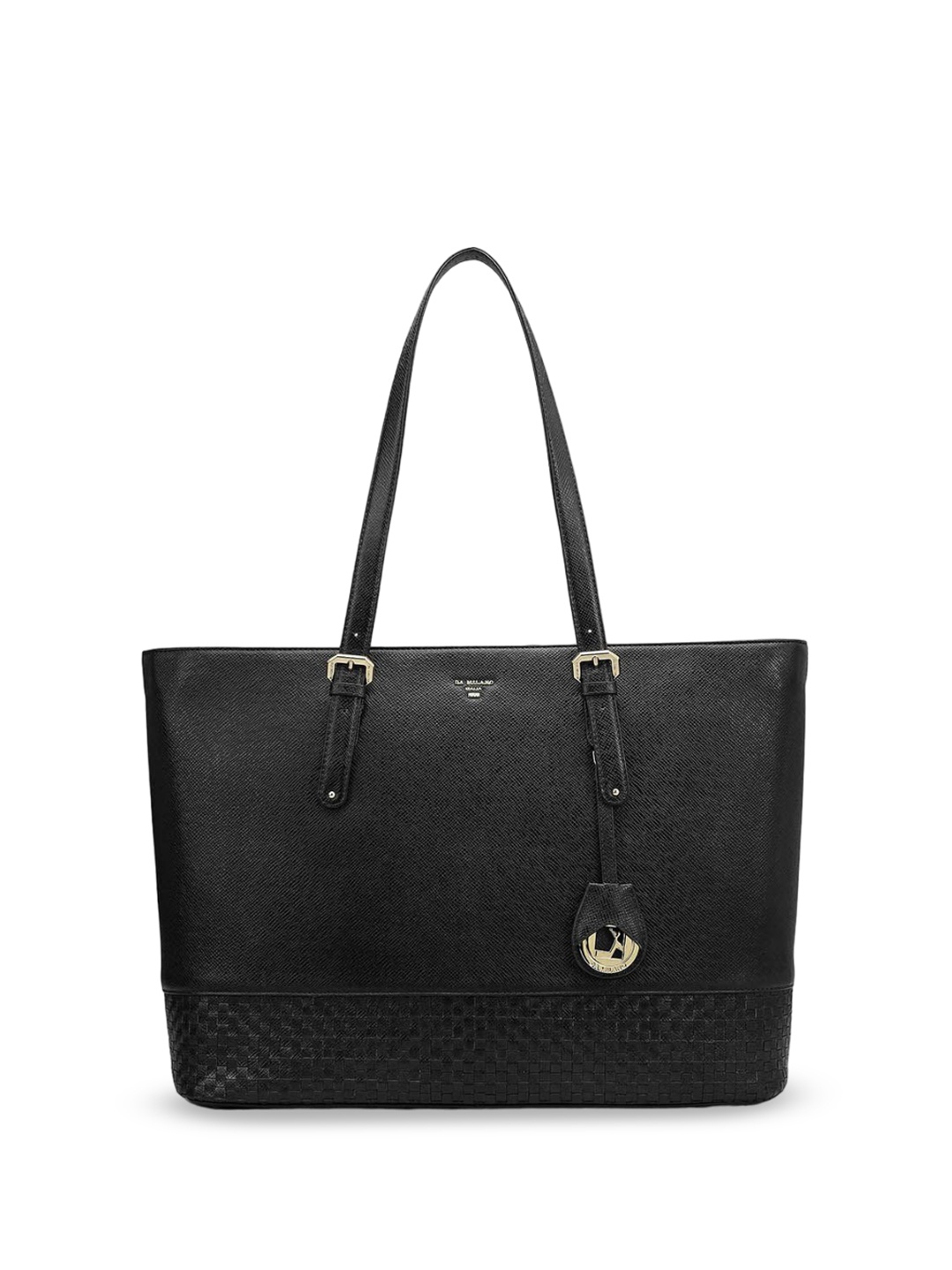 

Da Milano Leather Oversized Structured Shoulder Bag, Black