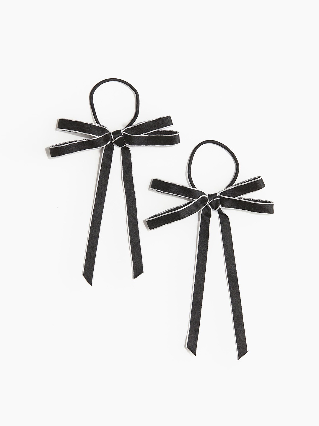 

H&M Pack Of 2 Bow Detail Hair Elastics, Black