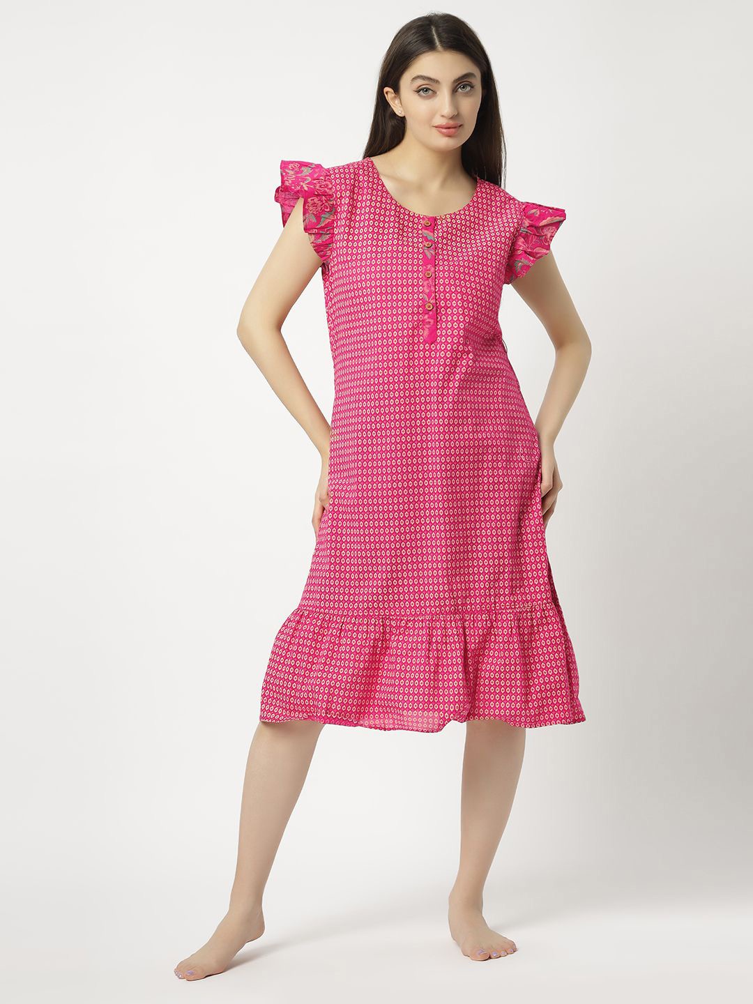 

ETC Printed Maxi Nightdress, Pink