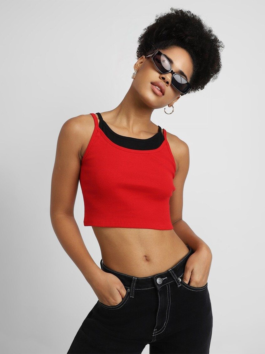 

FOREVER 21 Bralette Crop Top, Red