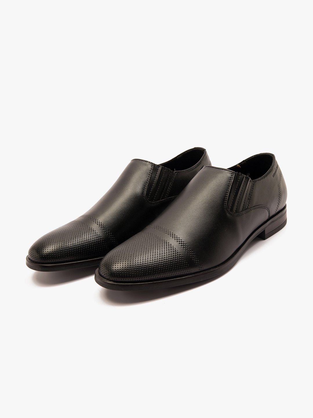 

THOMAS CRICK Men Leather Formal Slip-Ons, Black