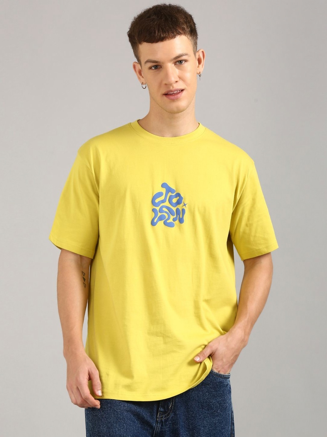 

Joven Men Typography Printed Applique T-shirt, Green