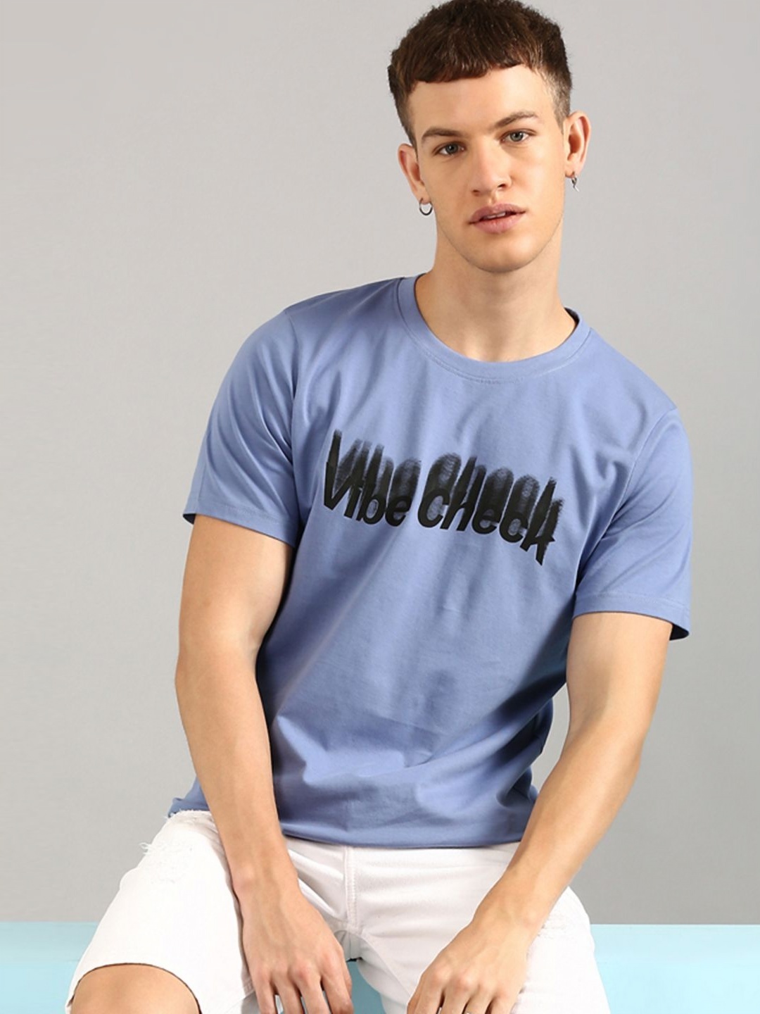 

Joven Men Typography Printed Applique T-shirt, Blue