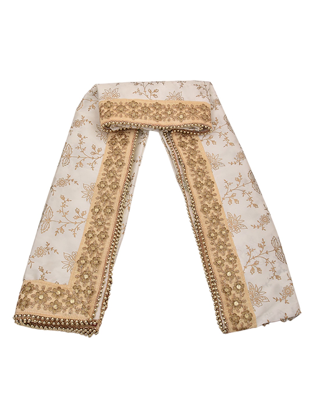 

Manyavar Men Embroidered Art Silk Dupatta with Beads and Stones, Cream