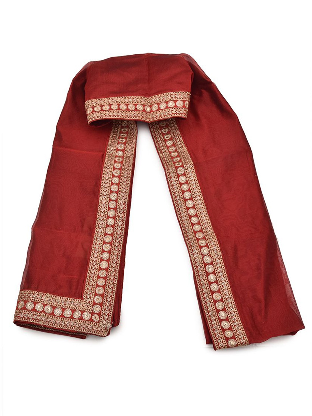 

Manyavar Men Art Silk Dupatta with Sequinned, Maroon