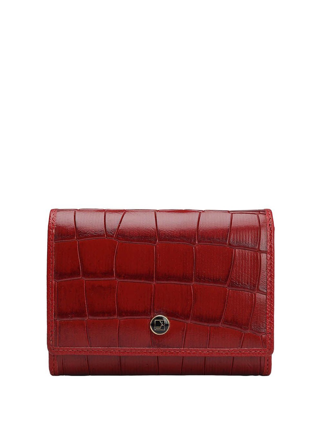 

Da Milano Women Abstract Textured Leather Two Fold Wallet, Red