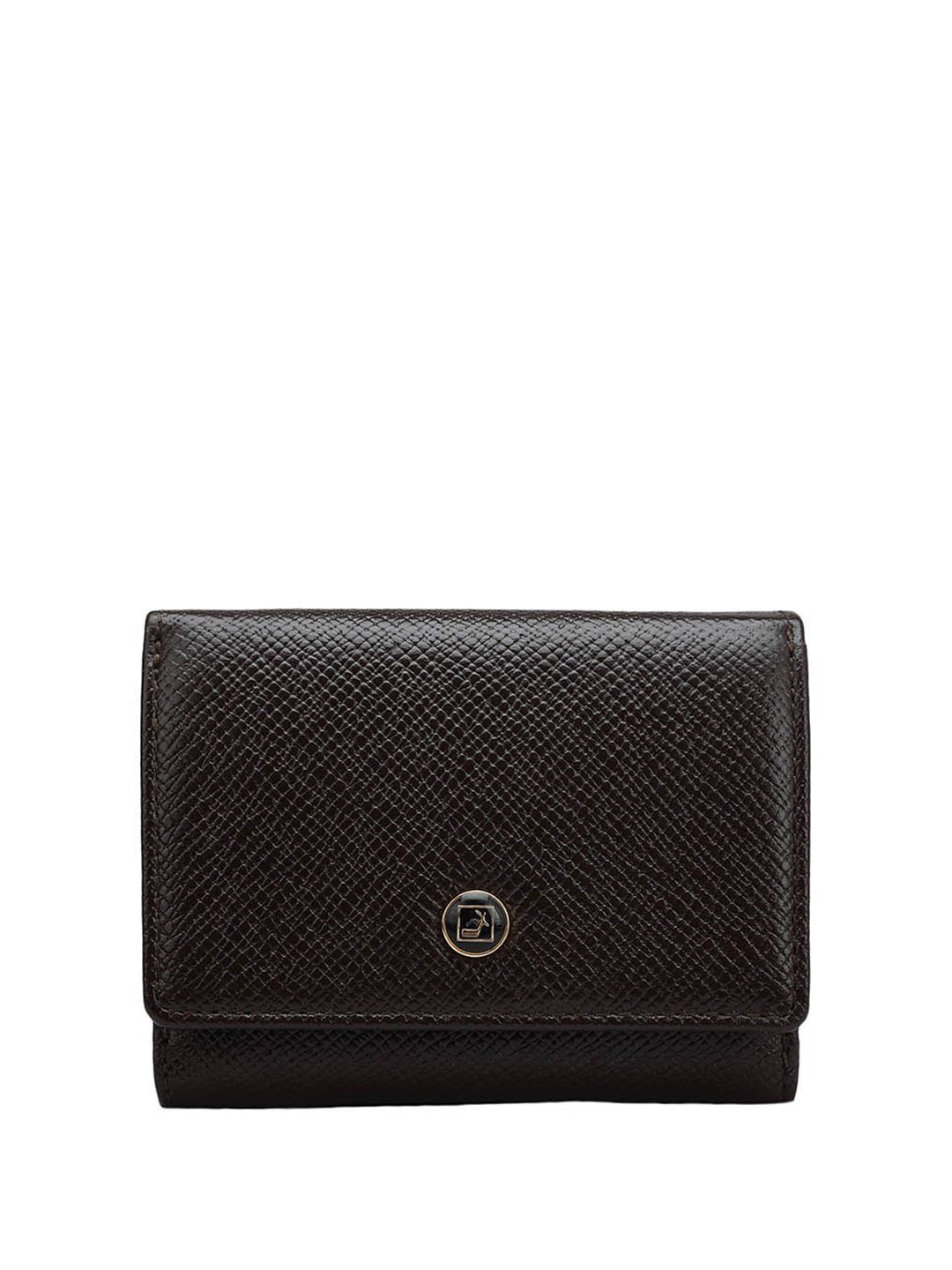 

Da Milano Women Textured Leather Three Fold Wallet, Brown