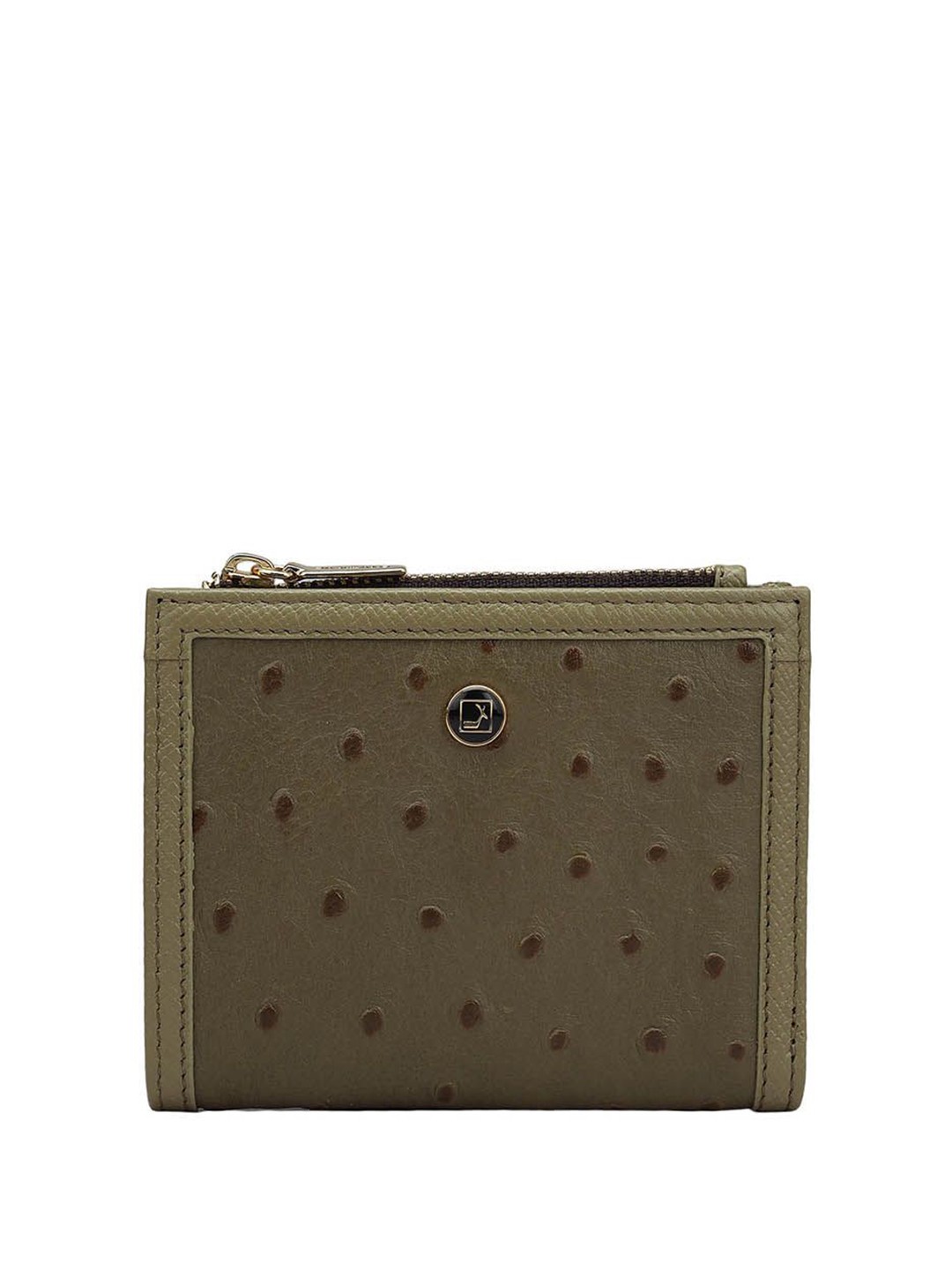 

Da Milano Women Abstract Textured Leather Two Fold Wallet, Green
