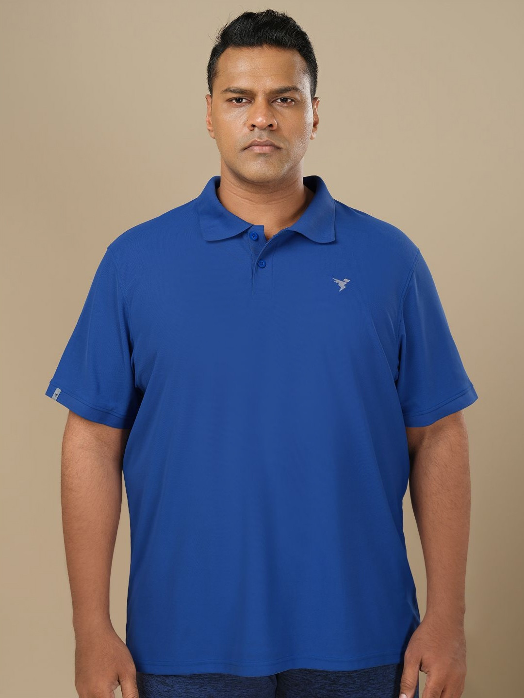 

Technosport Men Plus Size Solid Active Polo Collar Anti Odour T-shirt, Blue
