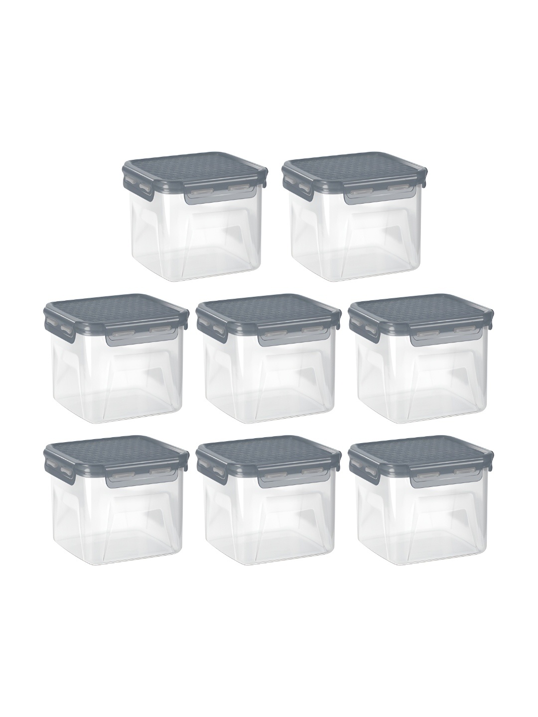 

Milton Transparent 8 Pieces Lock It Square Storage Container 1160 ml, Grey