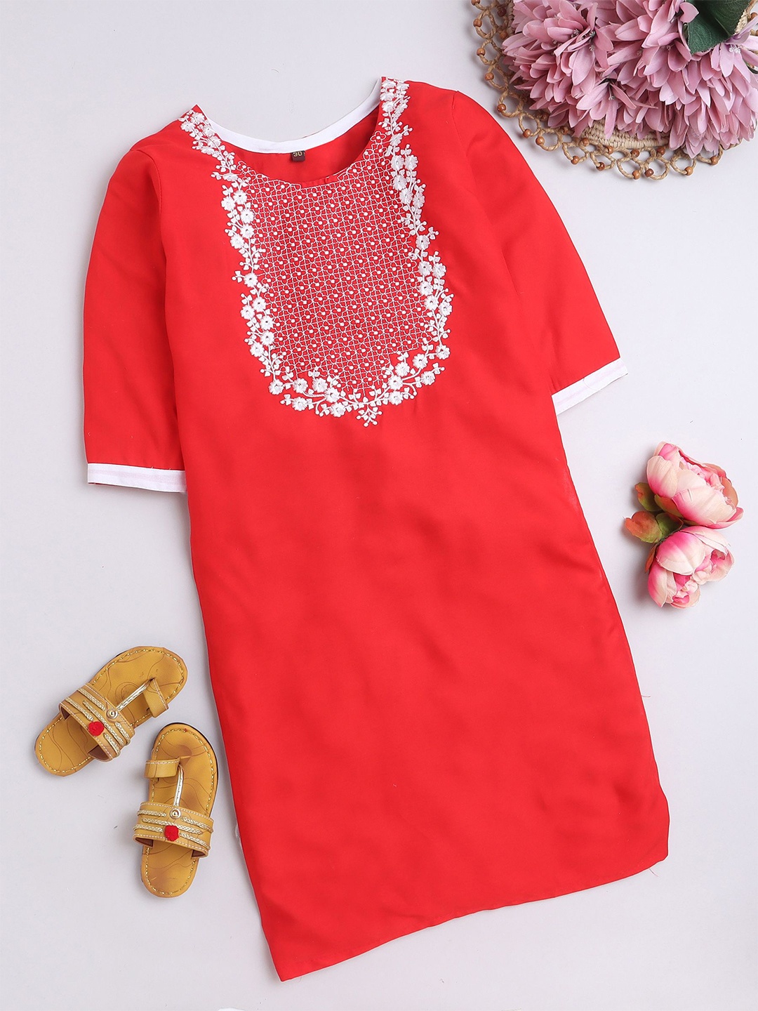 

FOURFOLDS Yoke Design Kurti, Red