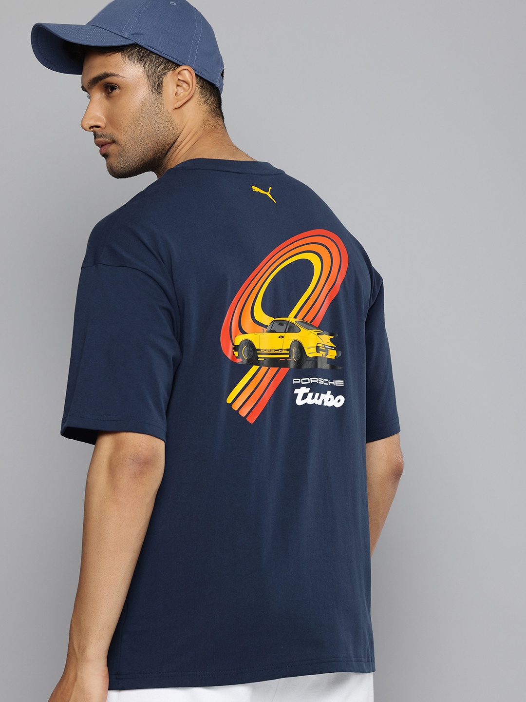 

PUMA Motorsport Porsche Legacy Turbo Graphic Printed Pure Cotton Oversized T-shirt, Navy blue
