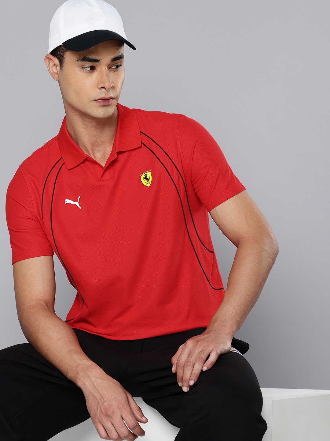 PUMA Motorsport Scuderia Ferrari Race Polo Collar T-shirt, Red
