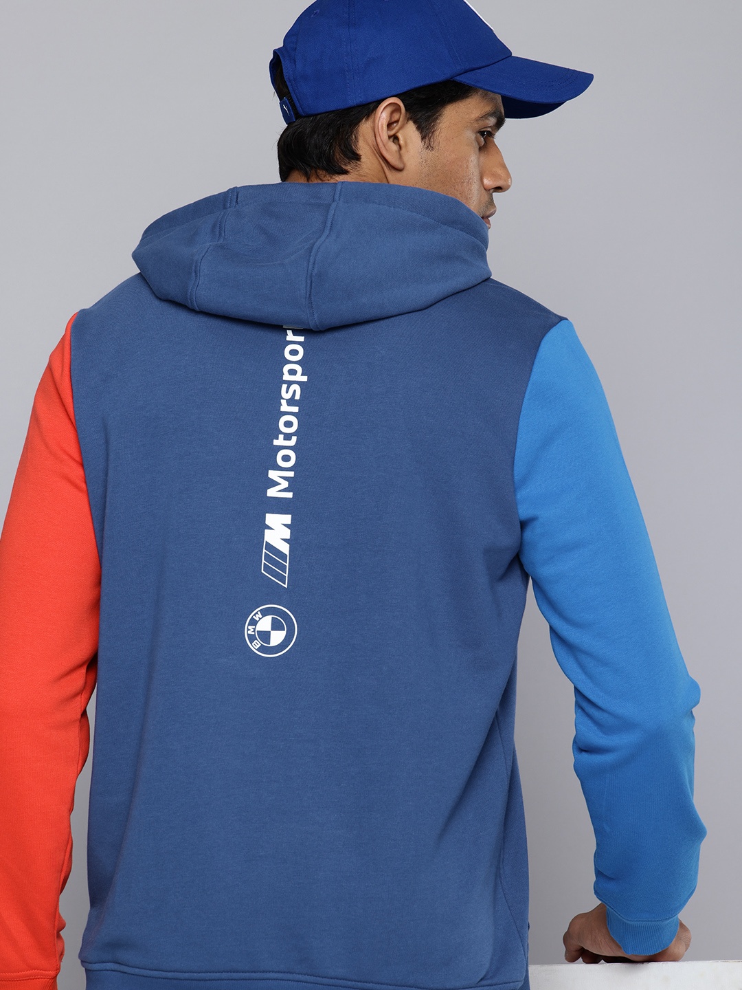 PUMA Motorsport BMW M Brand Logo Printed Hooded Sweatshirt, Blue