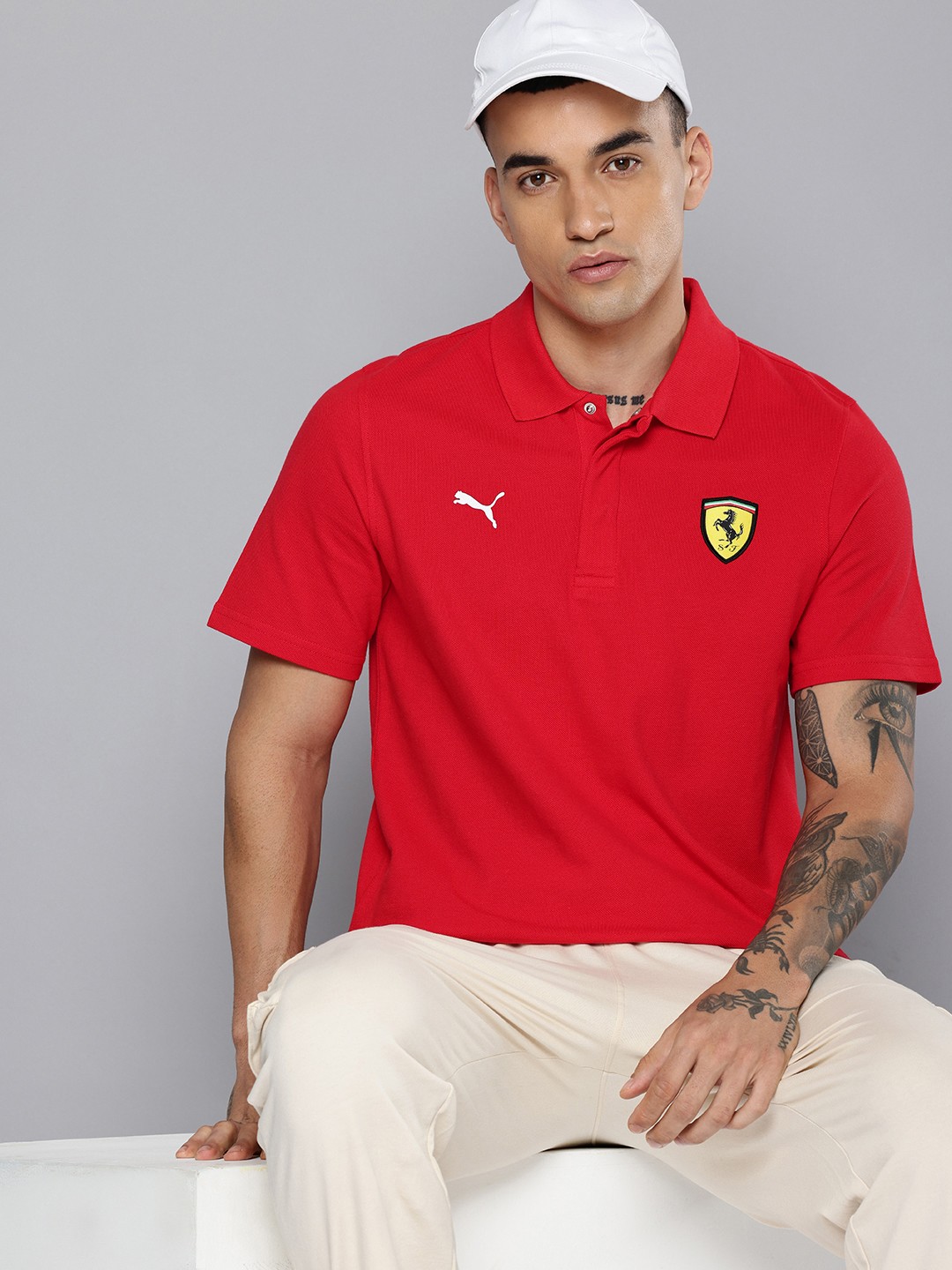 

PUMA Motorsport Scuderia Ferrari Race Polo Collar Pure Cotton T-shirt, Red