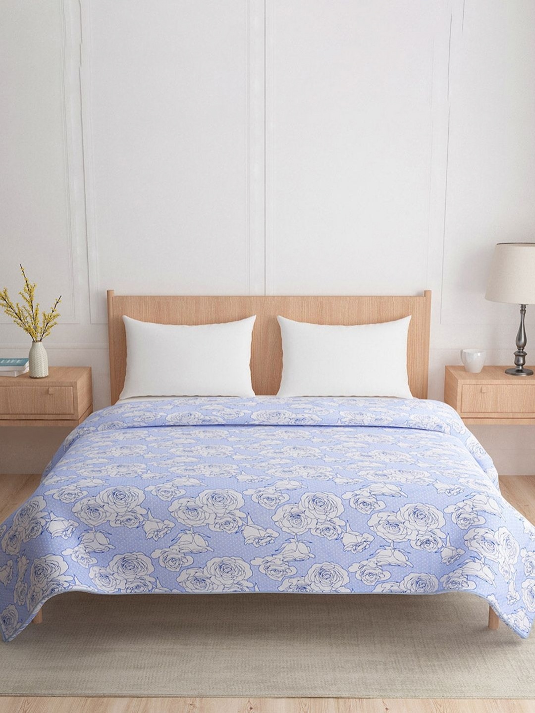 

Athome by Nilkamal Blue & White Floral AC Room 110 GSM Double Bed Dohar