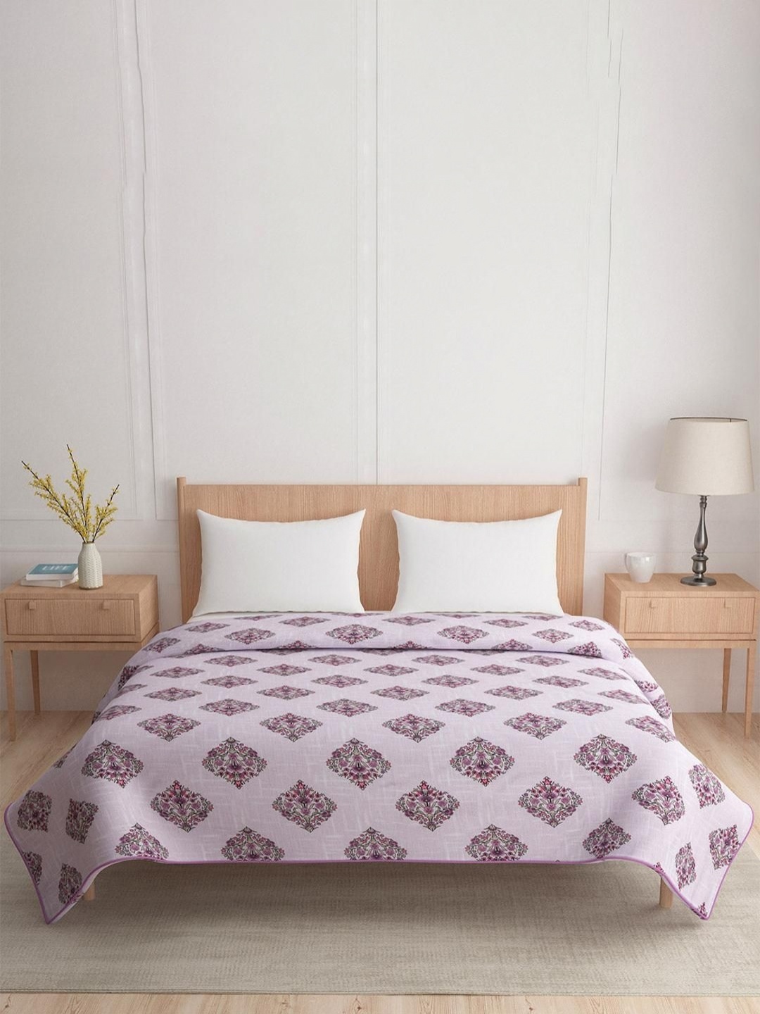 

Athome by Nilkamal Pink & Green Geometric AC Room 110 GSM Double Bed Dohar