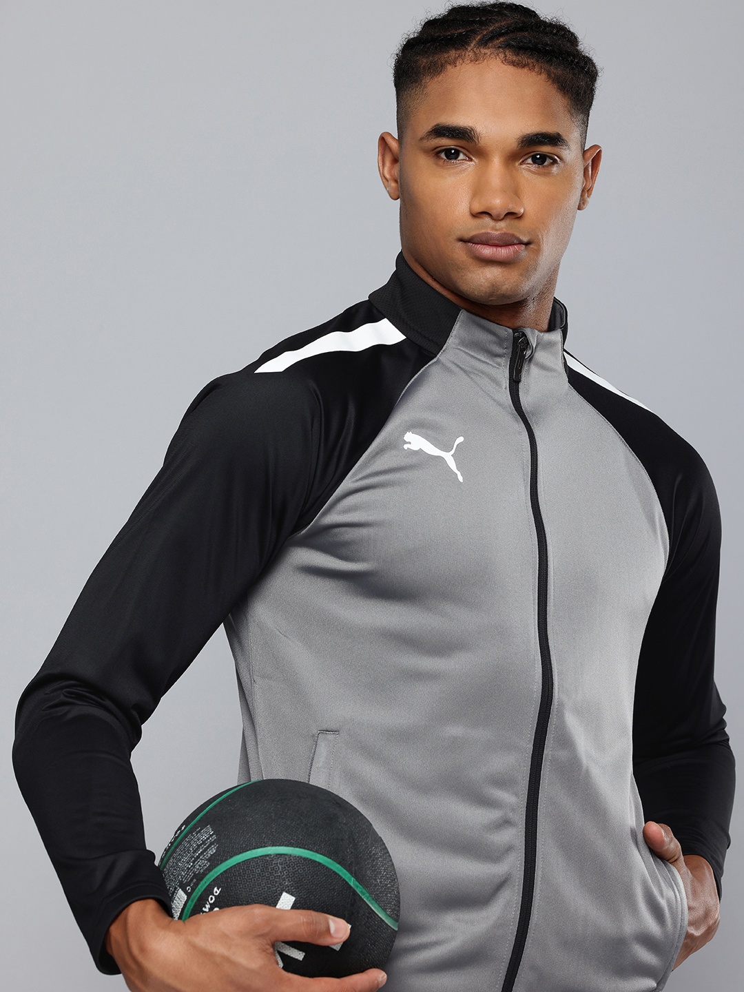 

Puma Teamliga Mock Collar DryCell Training Sporty Jacket, Grey
